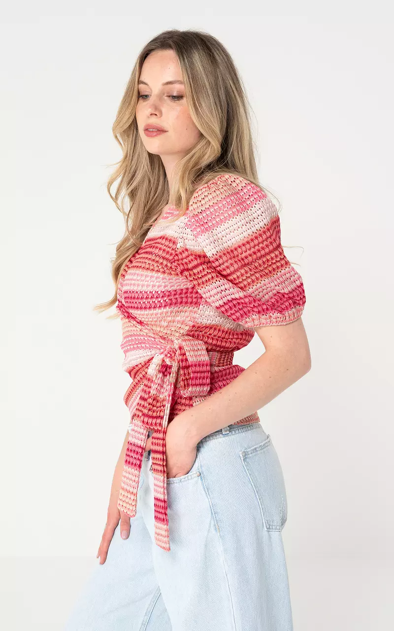 Wrap cardigan short sleeve Pink Light Pink