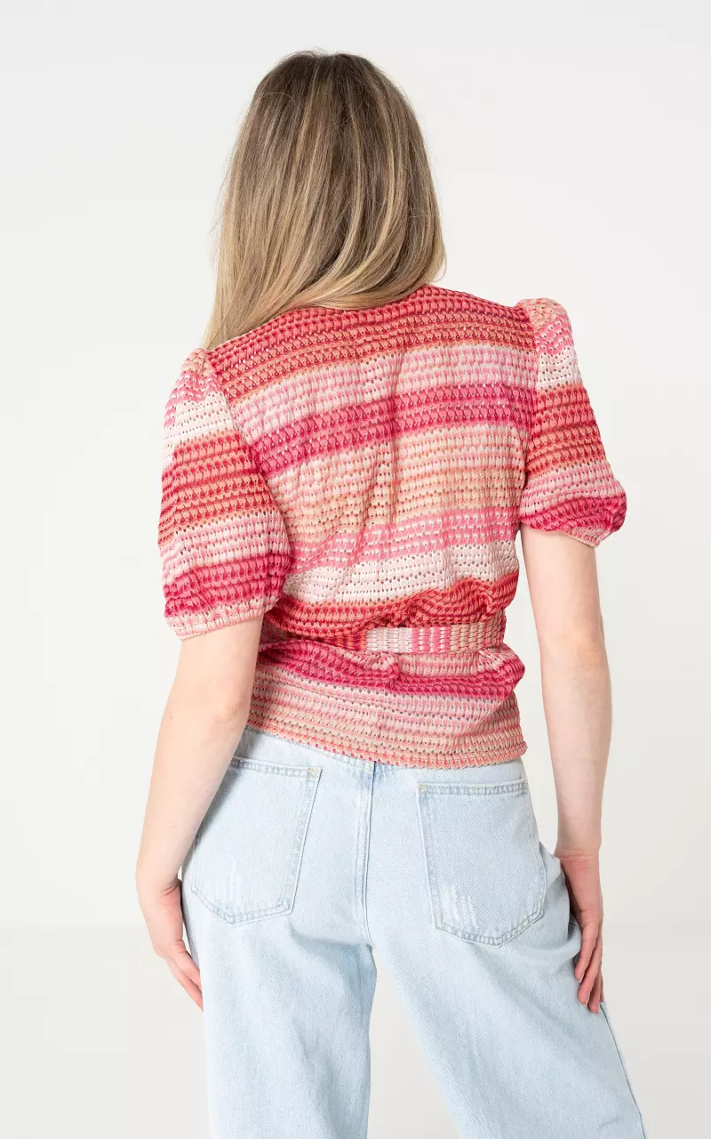 Wrap cardigan short sleeve Pink Light Pink
