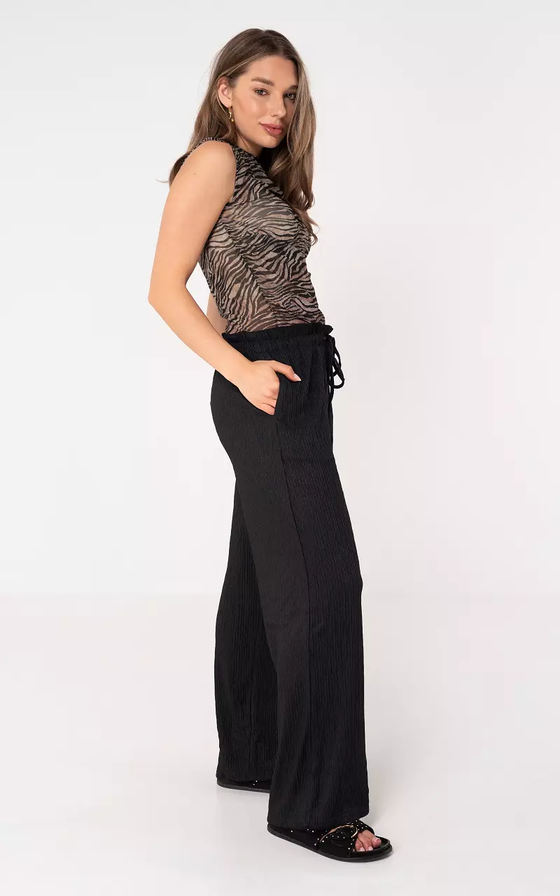 Wide leg broek Zwart