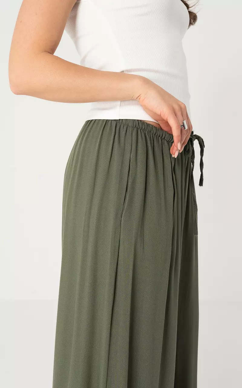 Wide leg broek Kaki