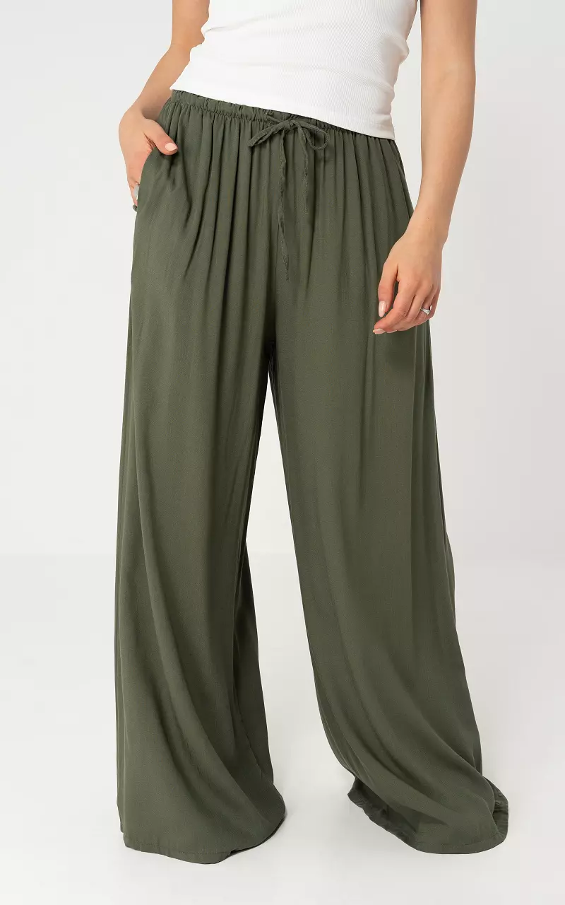 Wide leg broek Kaki