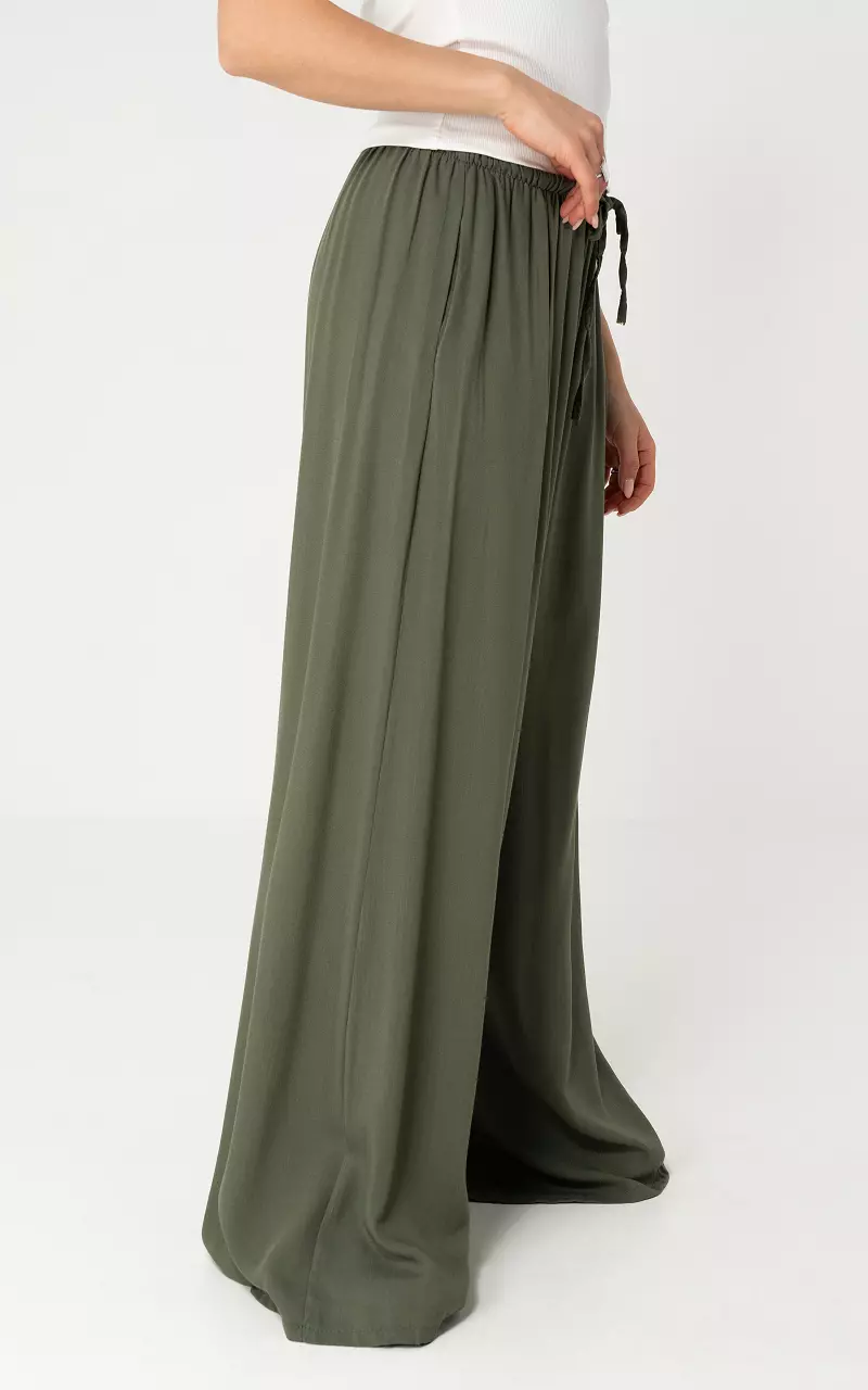 Wide leg broek Kaki