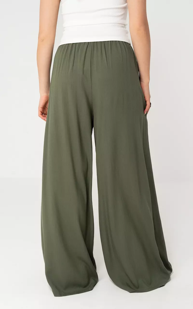 Wide leg broek Kaki