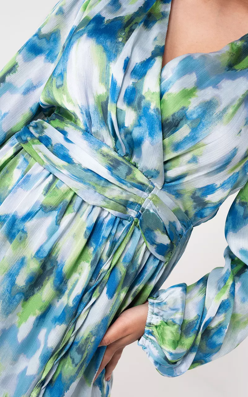 Maxi dress with V-neck Blue Green