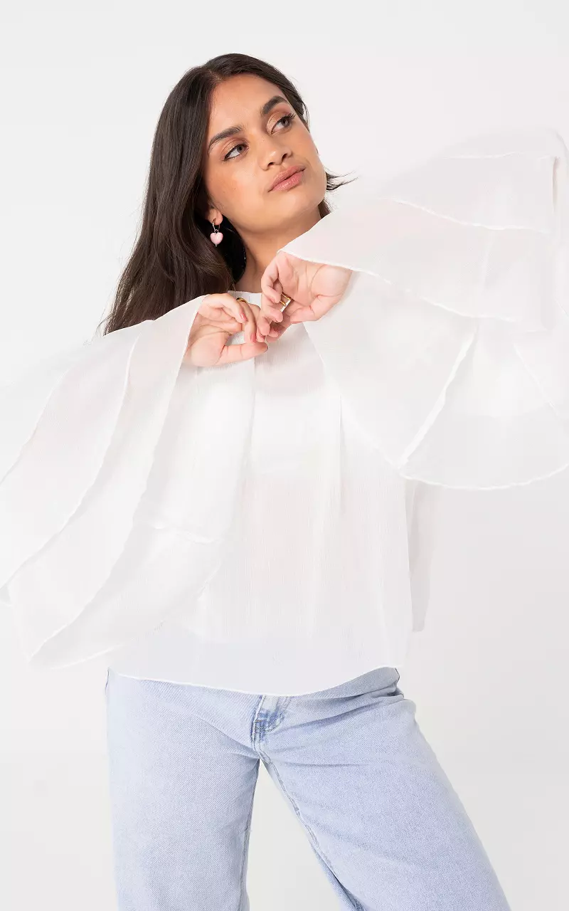 Blouse met ruches Wit