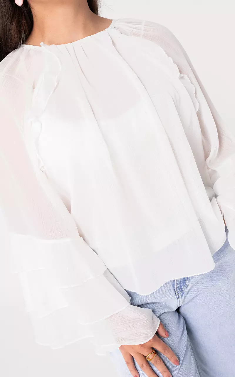 Blouse met ruches Wit