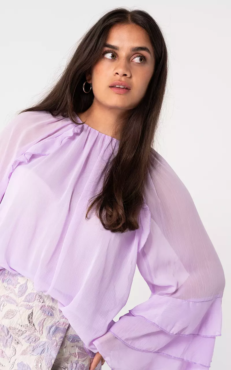 Blouse met ruches Lila