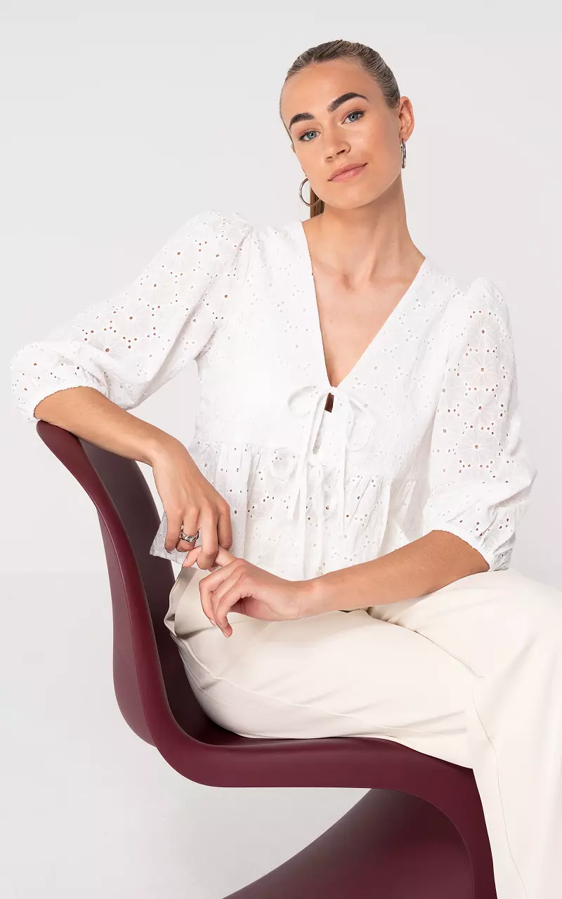 Broderie Bluse Weiß