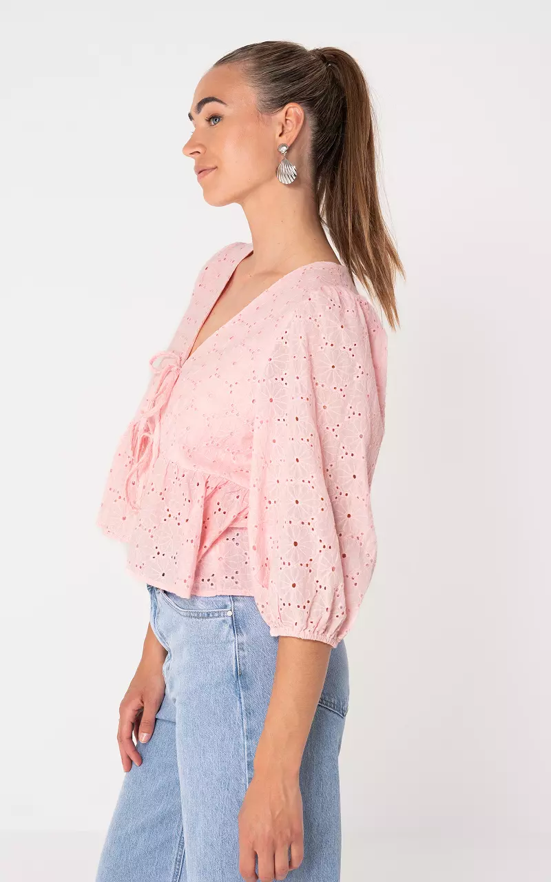 Broderie blouse Lichtroze