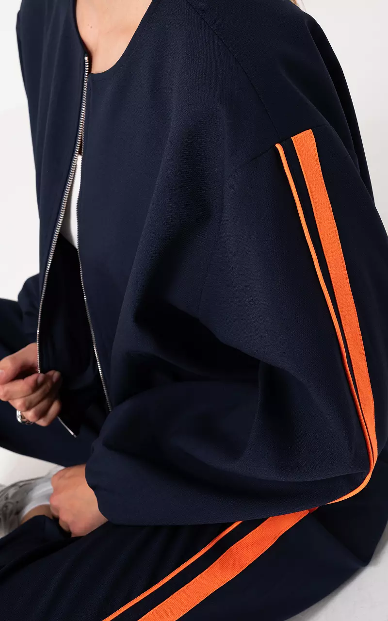 Bomber jacket with zip Dark Blue Orange