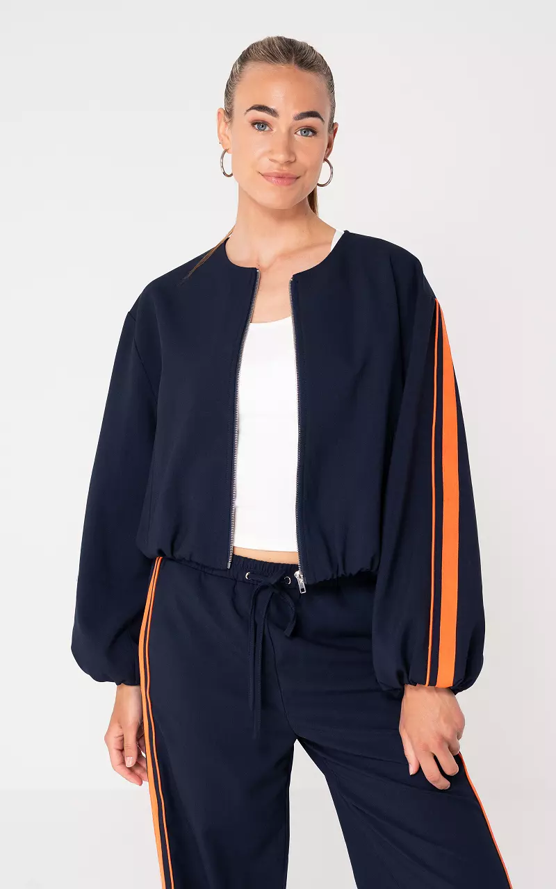 Bomber jacket with zip Dark Blue Orange