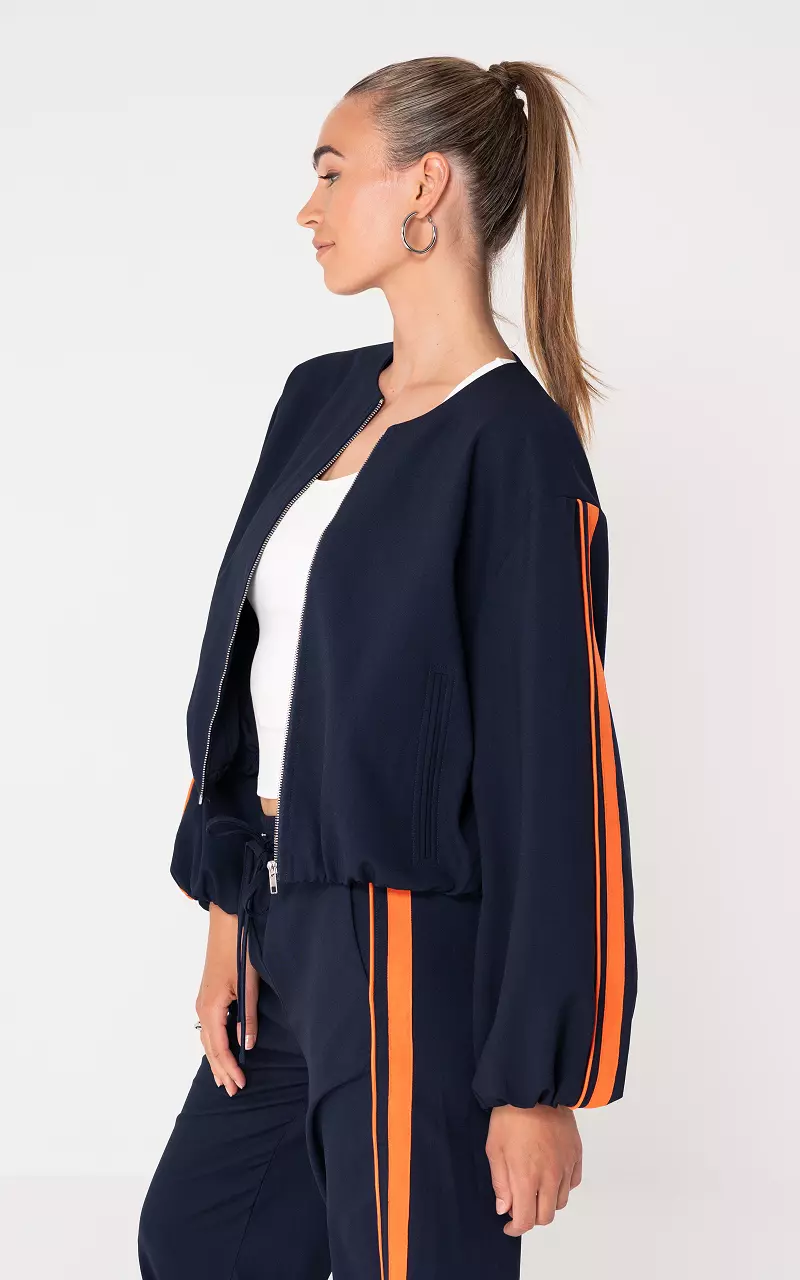 Bomber jacket with zip Dark Blue Orange