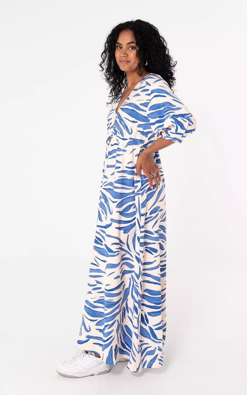 Dress with print Cream Blue