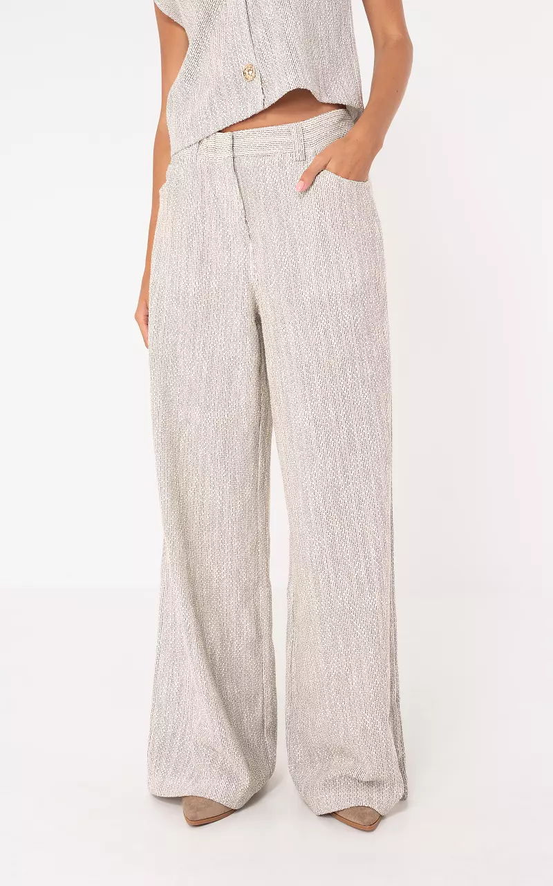 Wide Leg Hose Weiß Grau