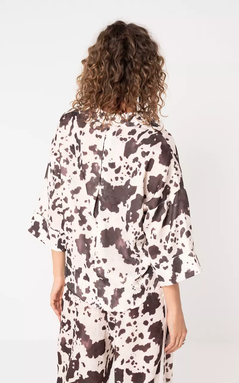 Blouse with buttons White Dark Brown