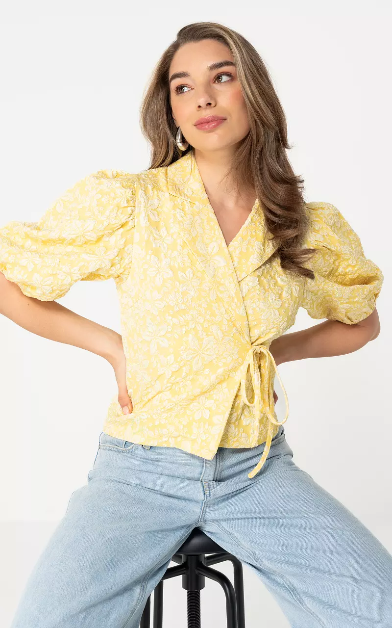 Jacquard wikkeltop Geel