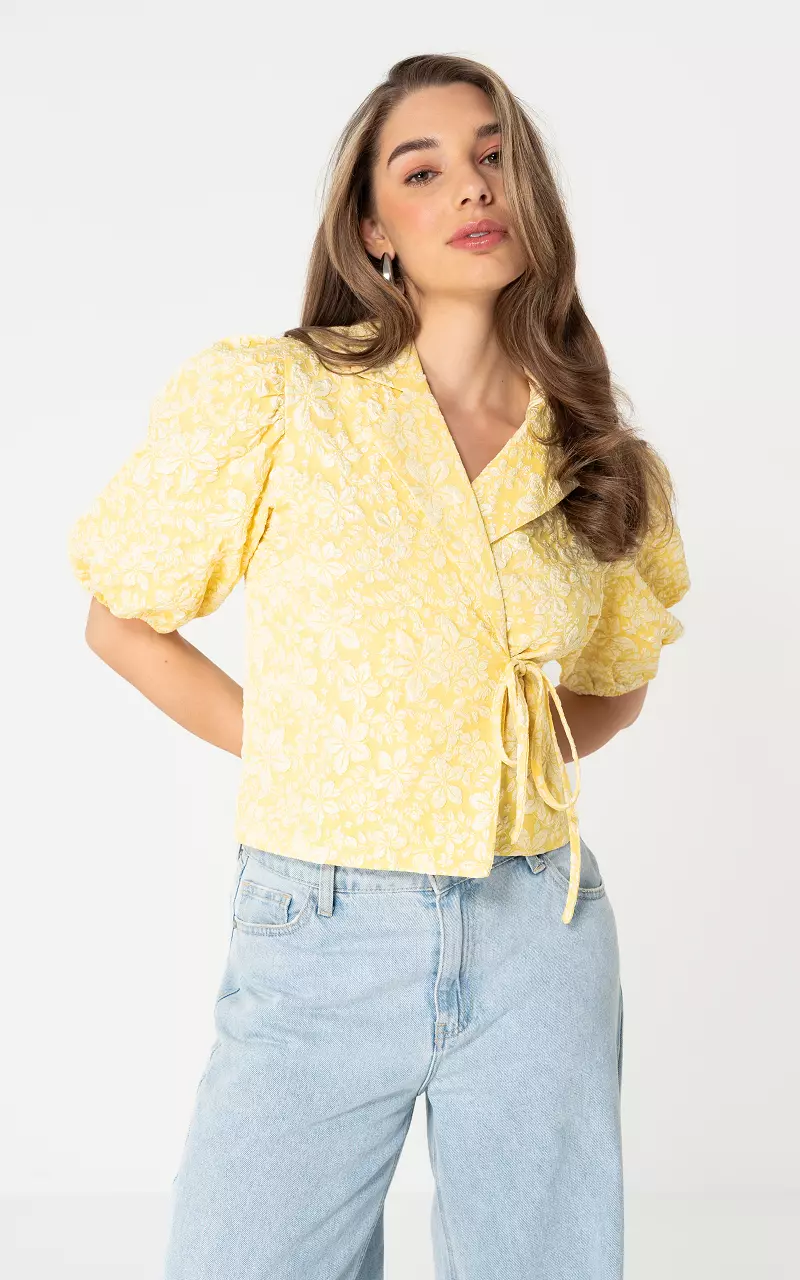 Jacquard wikkeltop Geel