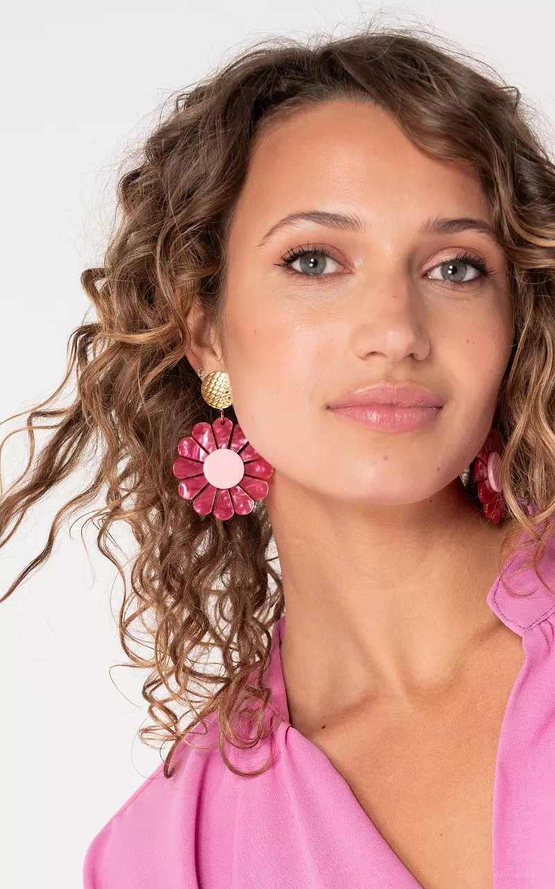 Boucles d’oreilles à fleur Rose Rose Clair