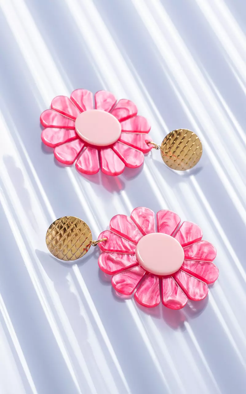 Boucles d’oreilles à fleur Rose Rose Clair