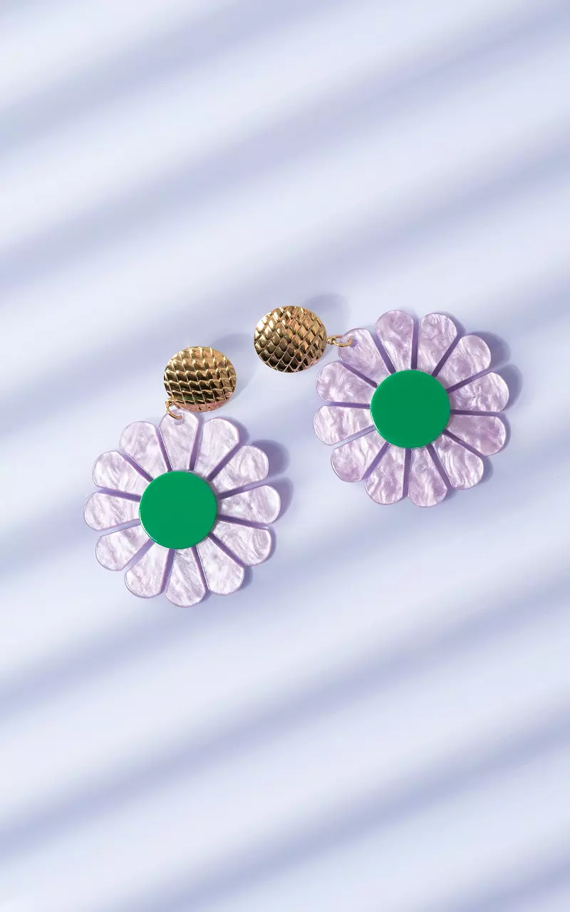 Boucles d’oreilles à fleur Lilas Vert