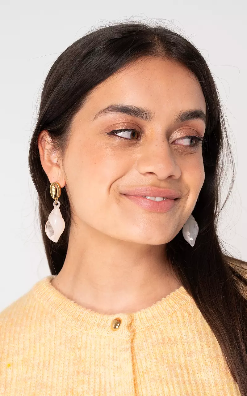 Oorbellen met schelp Goud Lichtroze