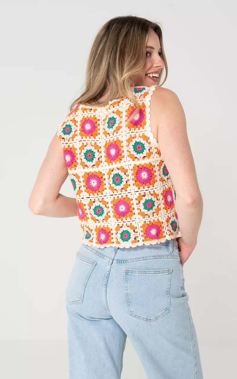 Gehaakte top Wit Oranje