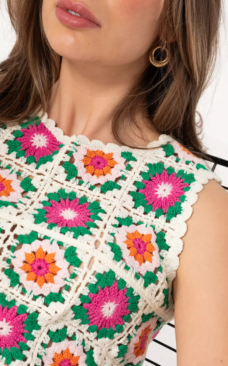 Gehaakte top Wit Groen