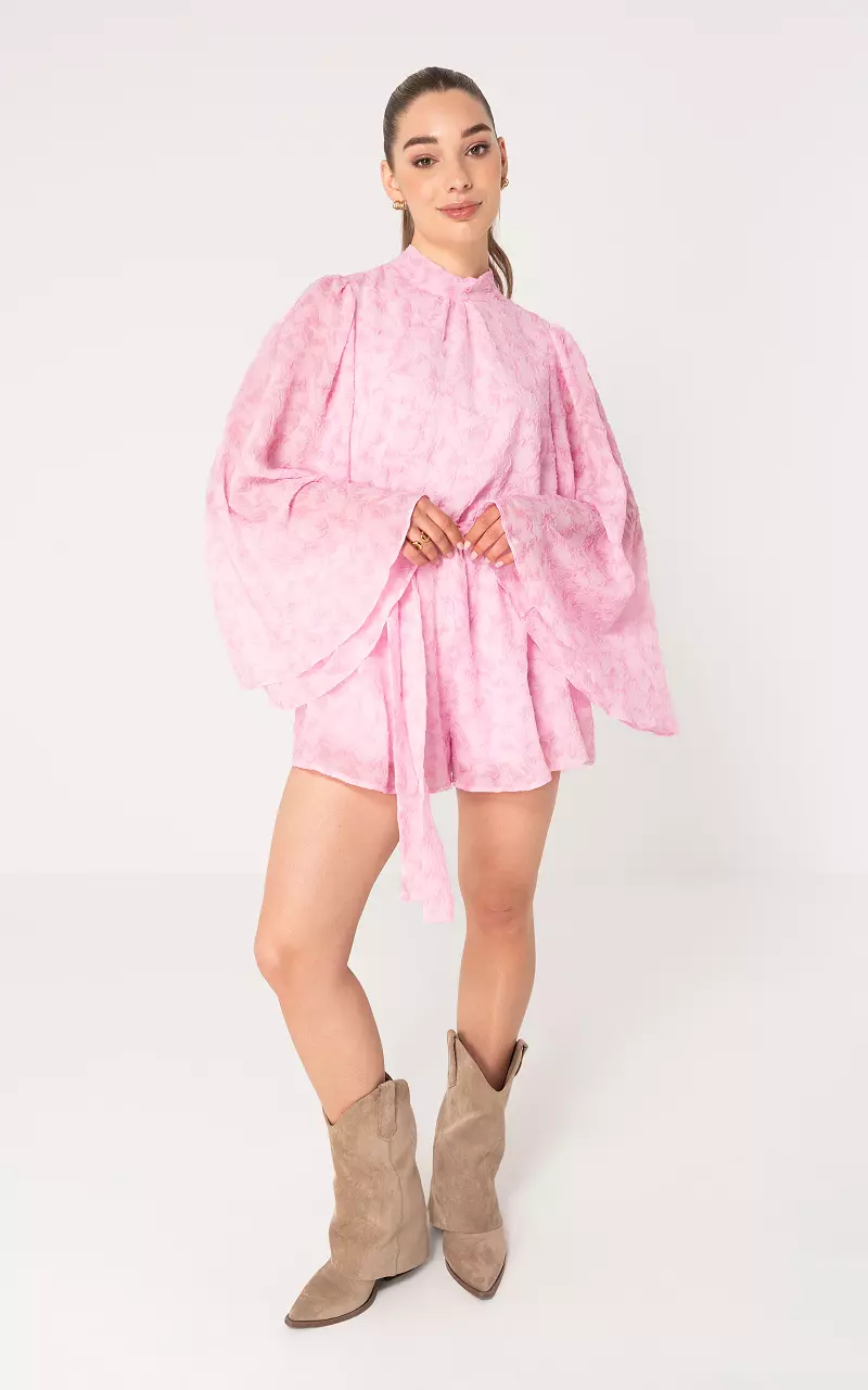 Jumpsuit mit hohem Kragen Hellrosa