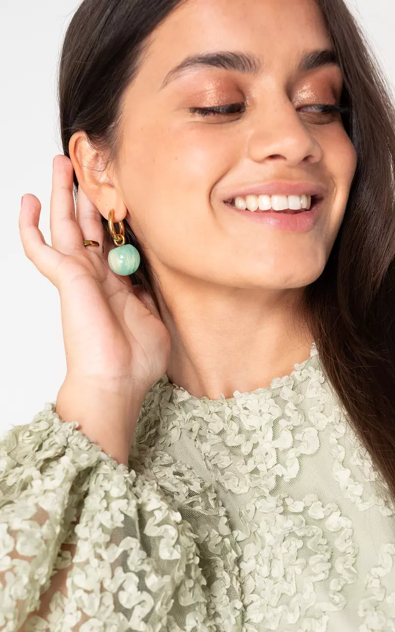Stainless steel earrings Gold Green