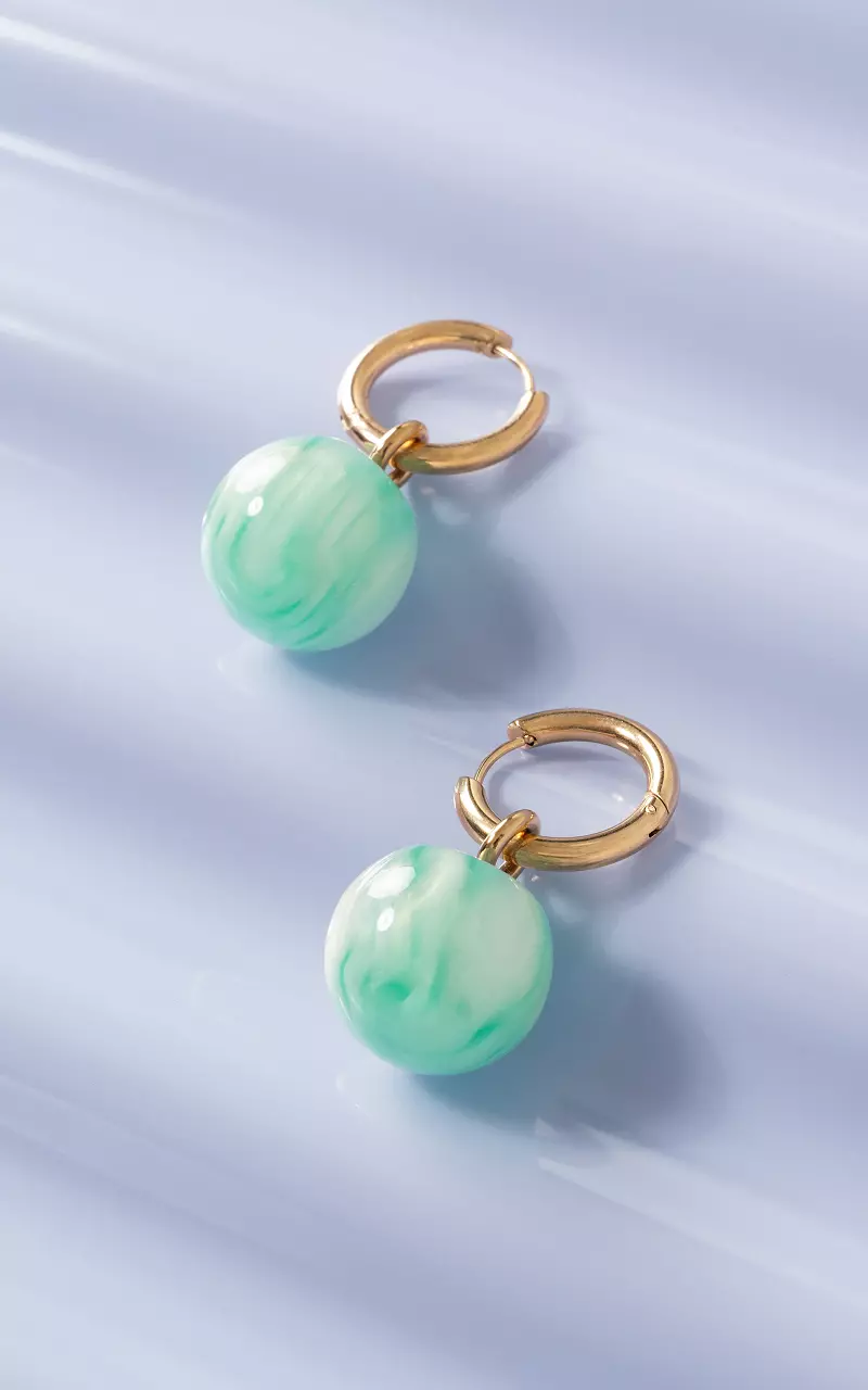 Stainless steel earrings Gold Green