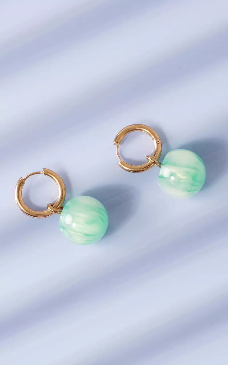 Stainless steel oorbellen Goud Groen