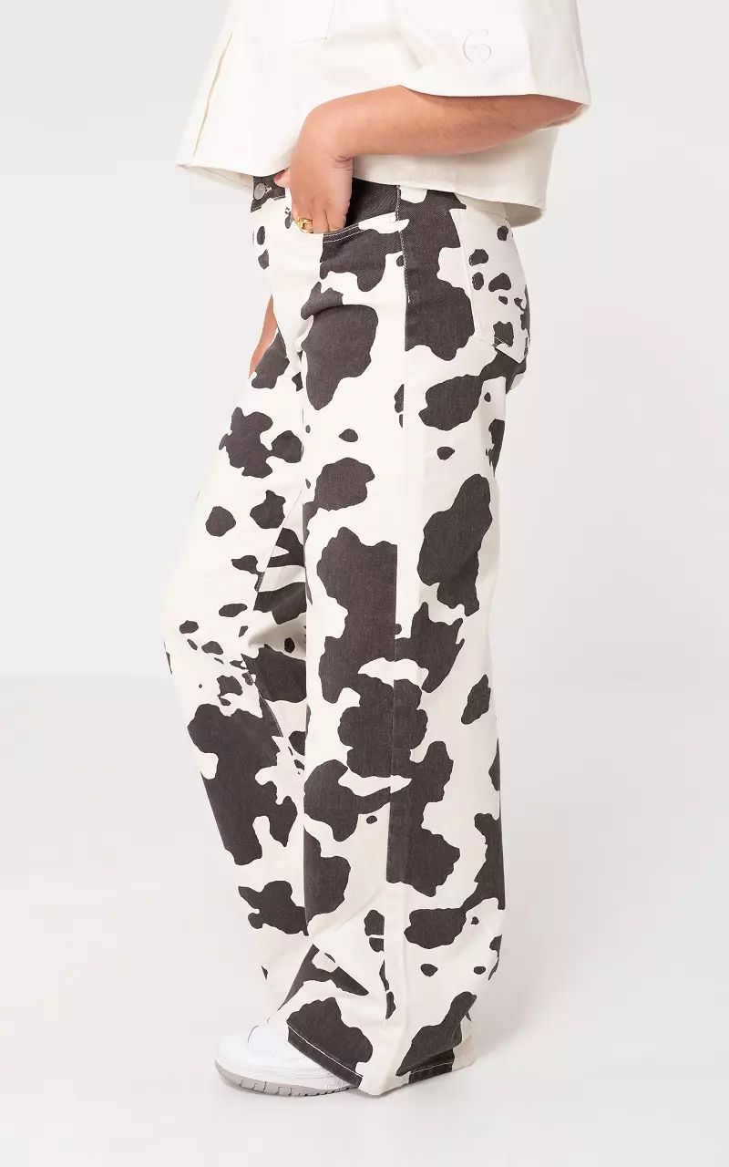 Animal print jeans Wit Donkerbruin