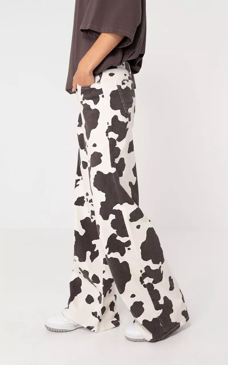 Tall animal jeans Wit Donkerbruin