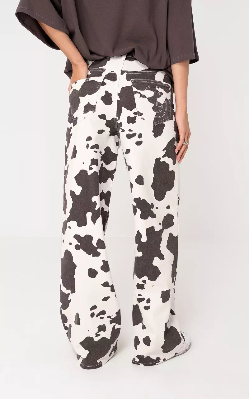 Tall animal jeans Wit Donkerbruin