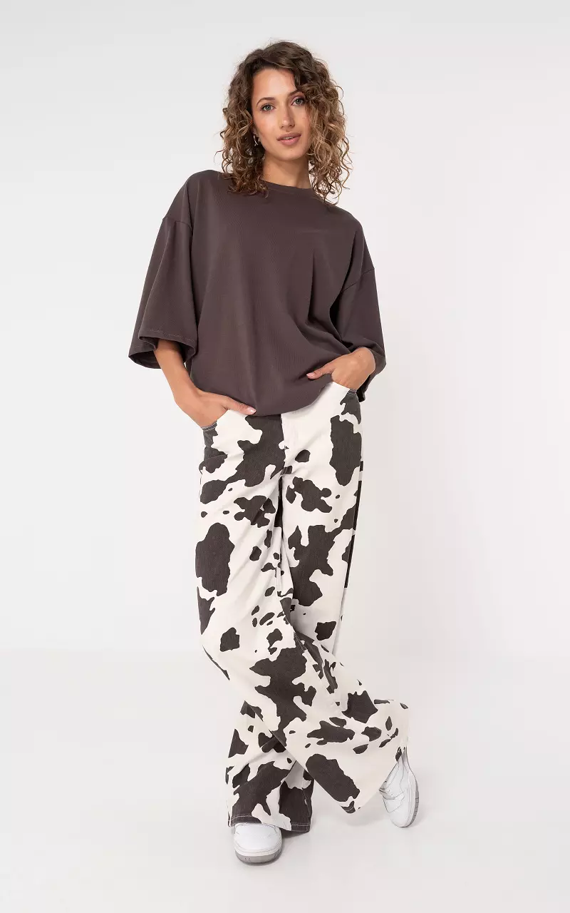 Jeans #102015 Weiß Dunkelbraun