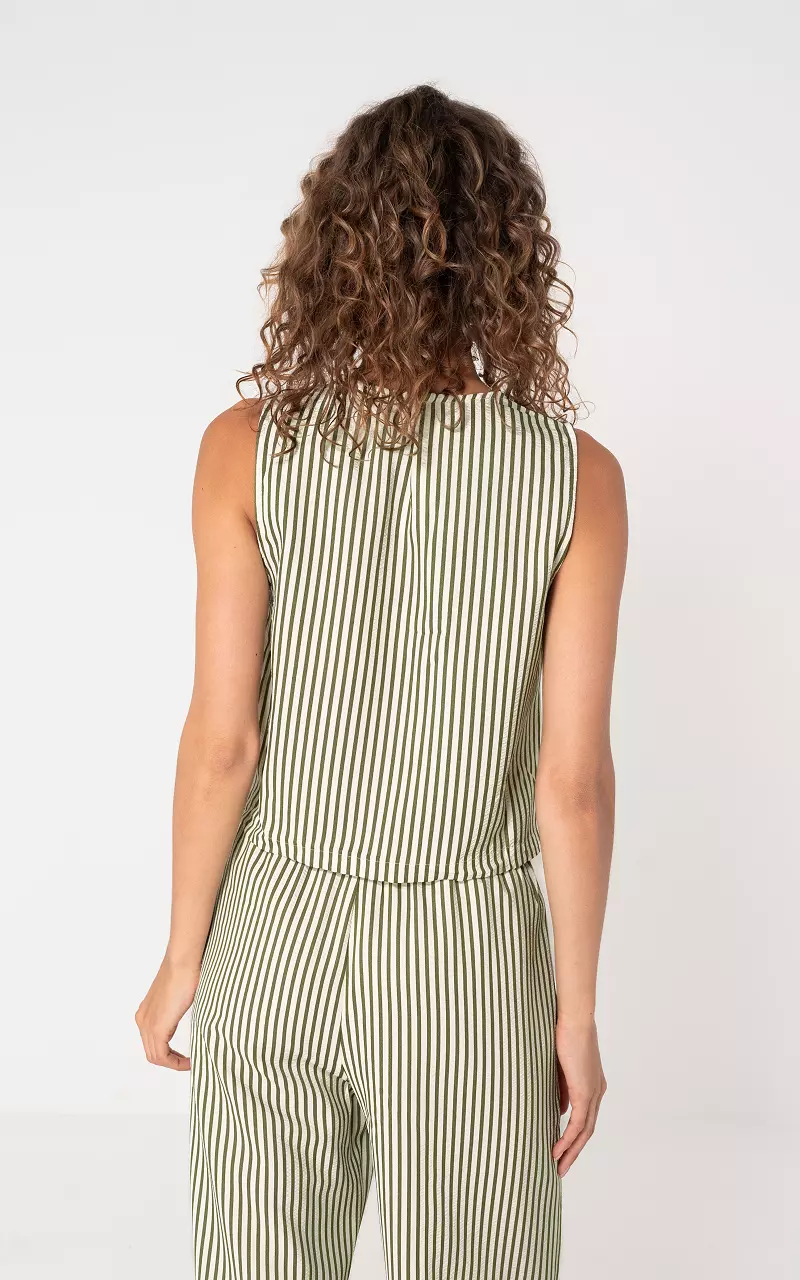 Top with round neck White Green