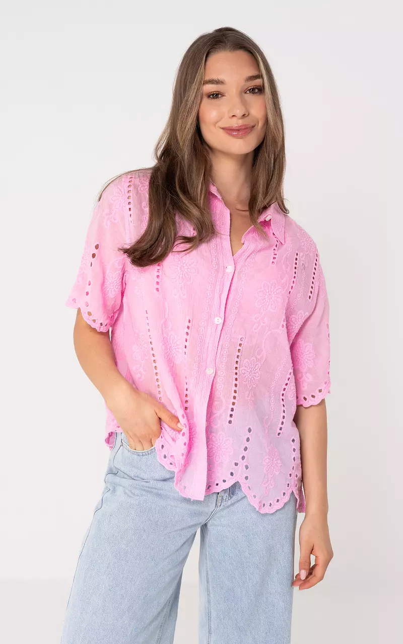 Broderie blouse Roze