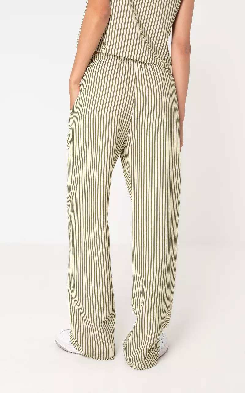 Striped pattern trousers White Green