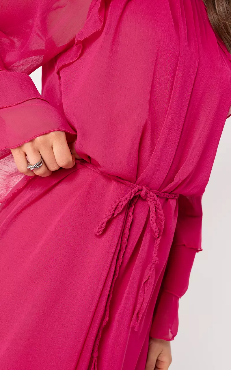 Kleid mit Rüschen Fuchsia