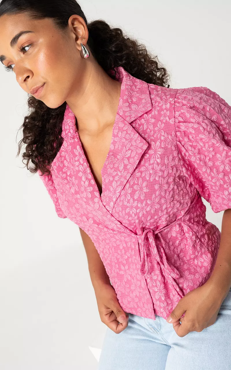 Jacquard wikkeltop Roze