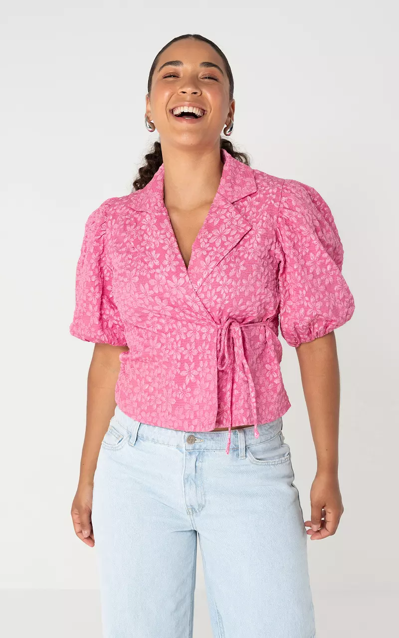 Jacquard wikkeltop Roze