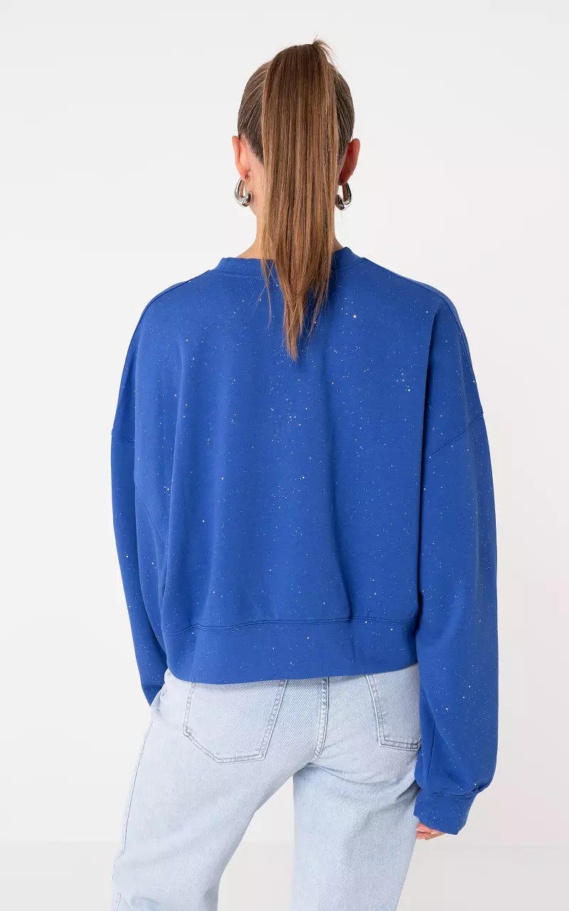 Round neck sweater with glitter Cobalt Blue
