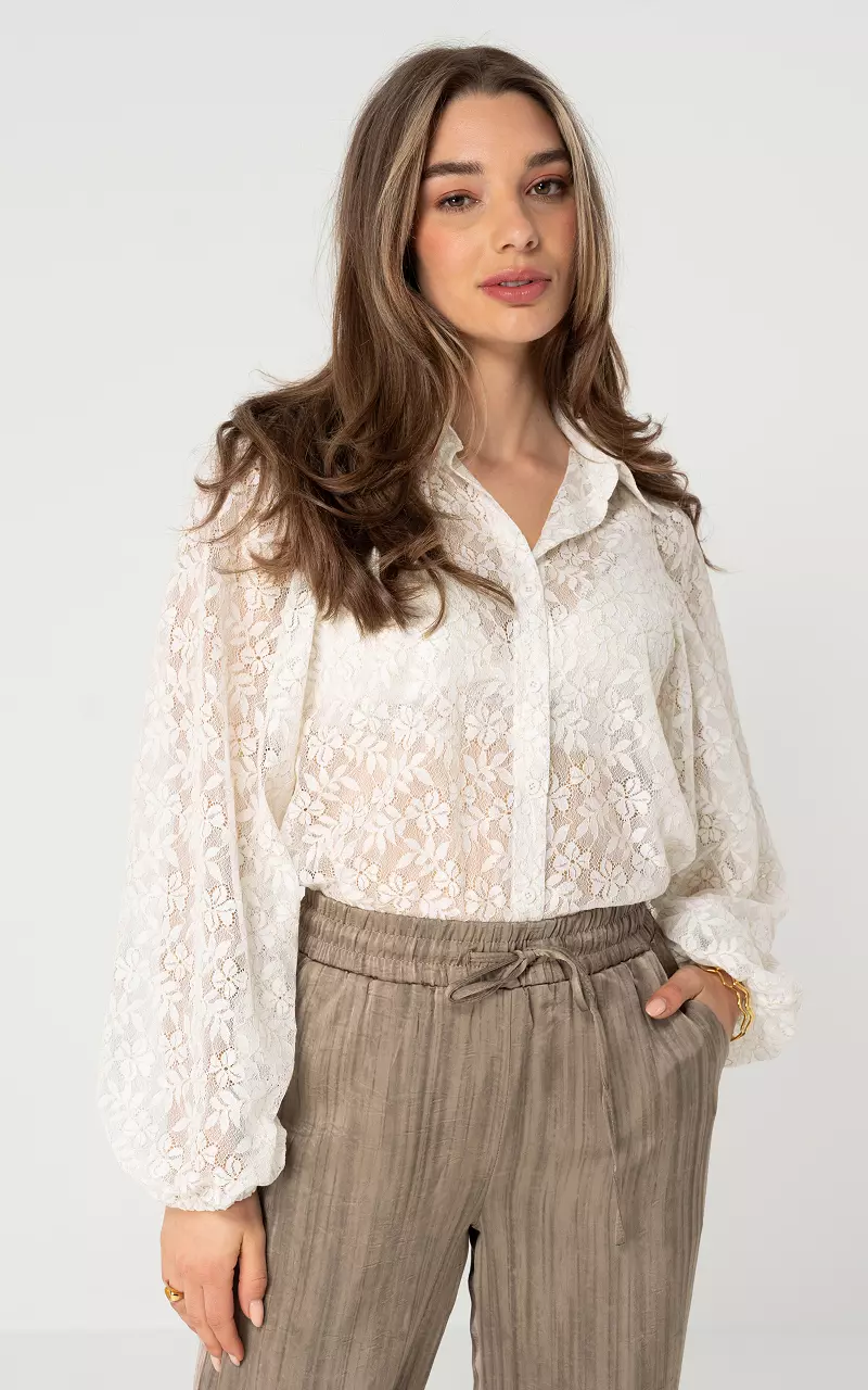 Transparente Bluse  Weiß Gold