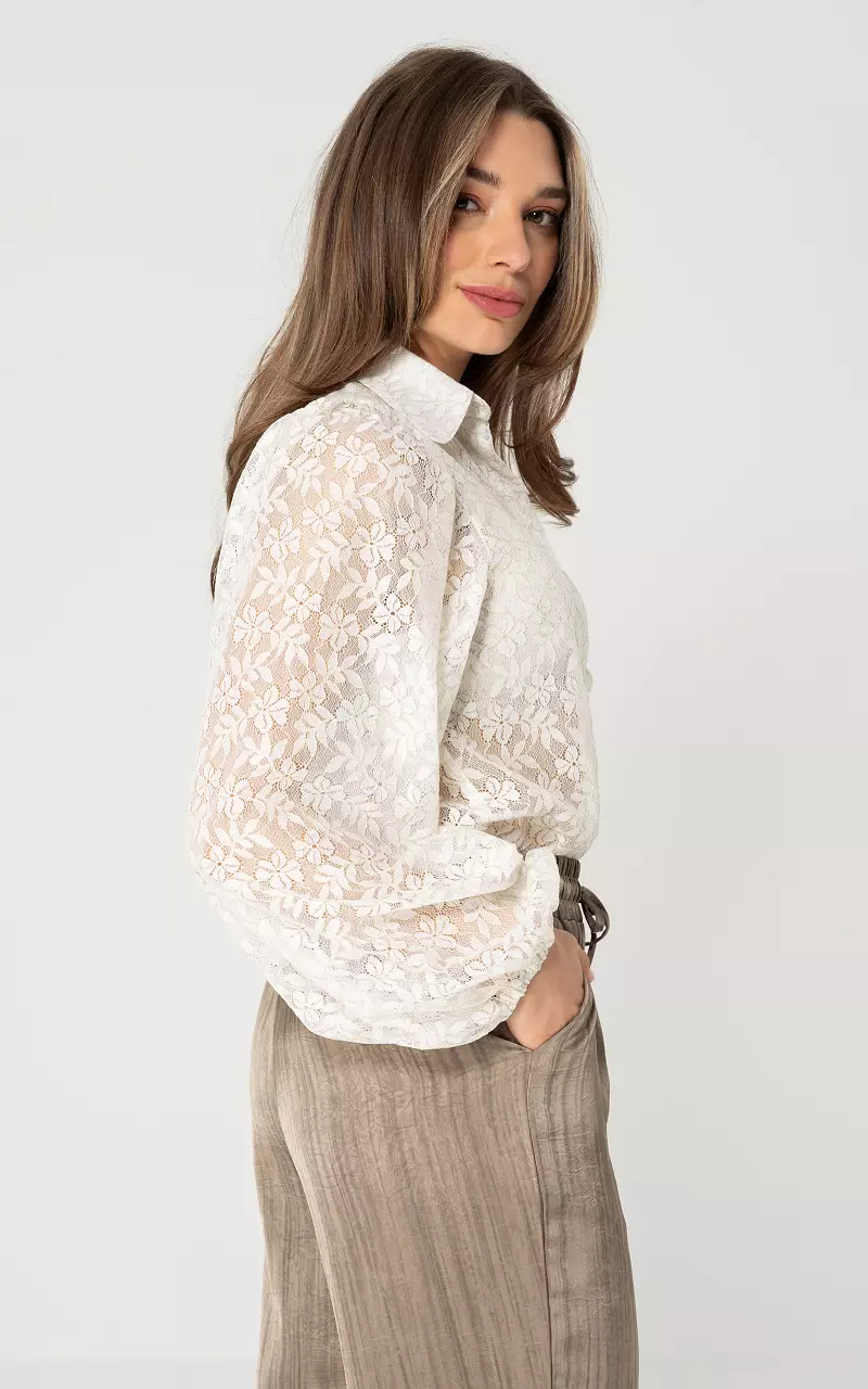 Transparente Bluse  Weiß Gold