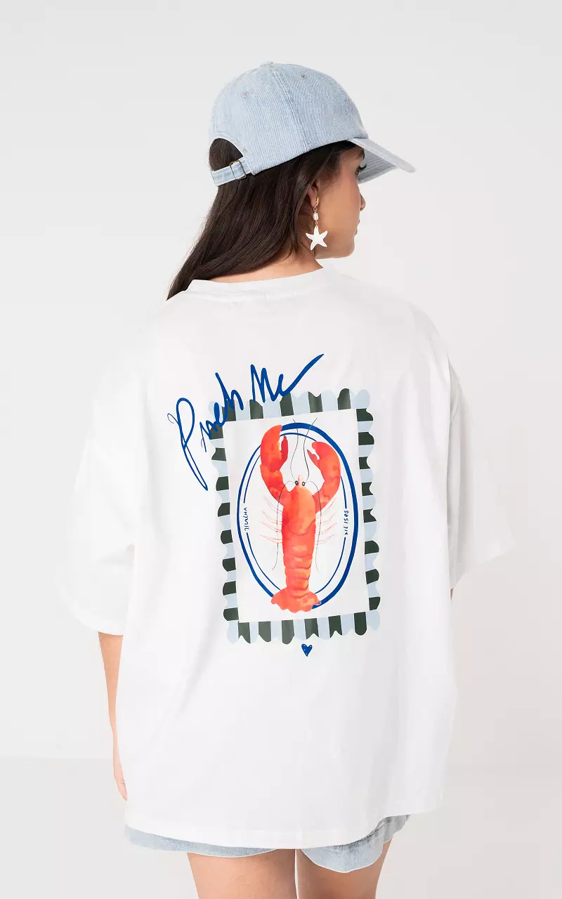 Shirt mit Print Weiß Blau