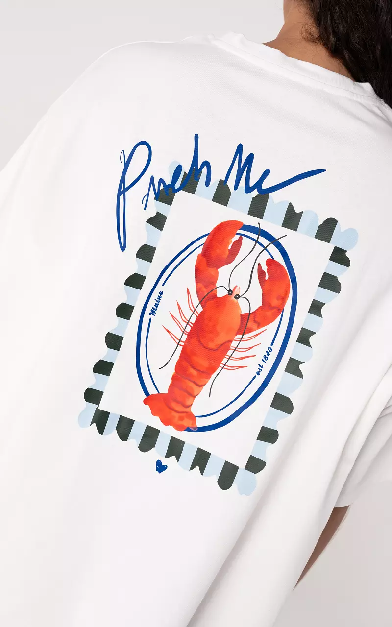 Shirt mit Print Weiß Blau