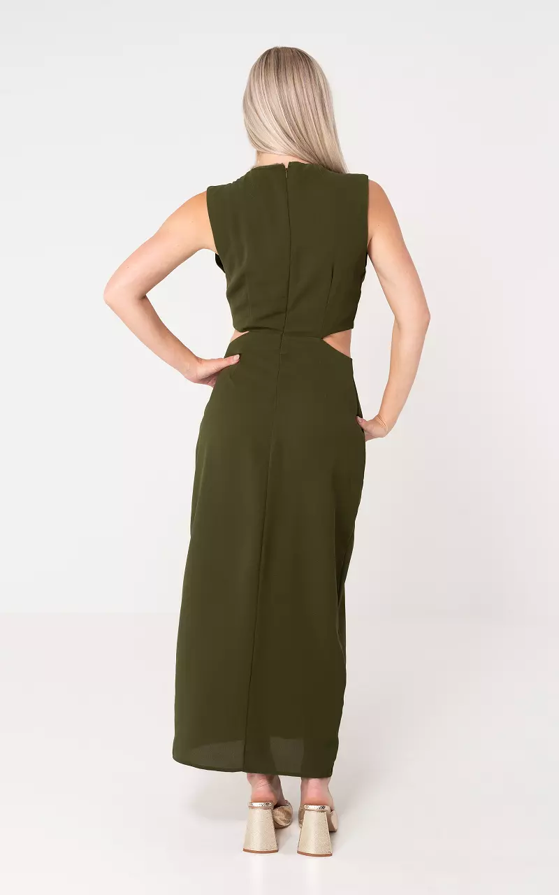 Cut-out dress with gold-coloured buckle Dark Green