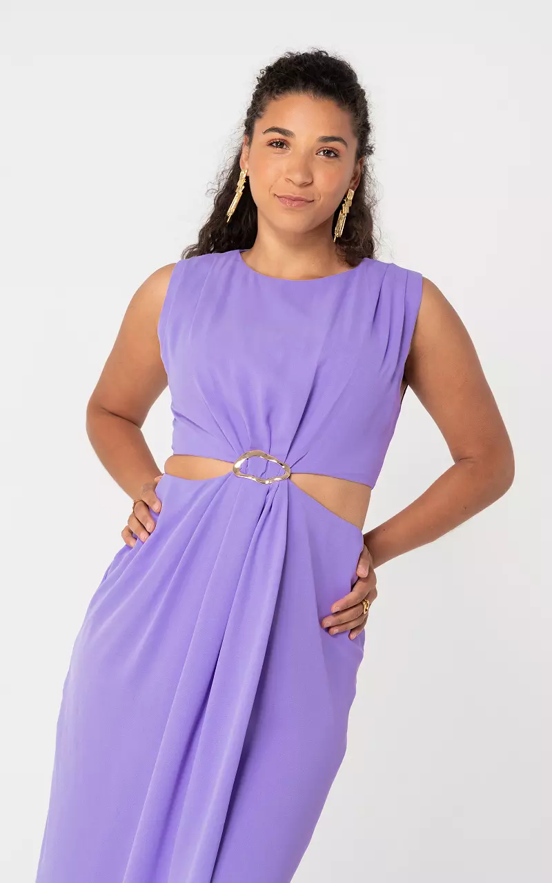 Cut-out dress with gold-coloured buckle Purple