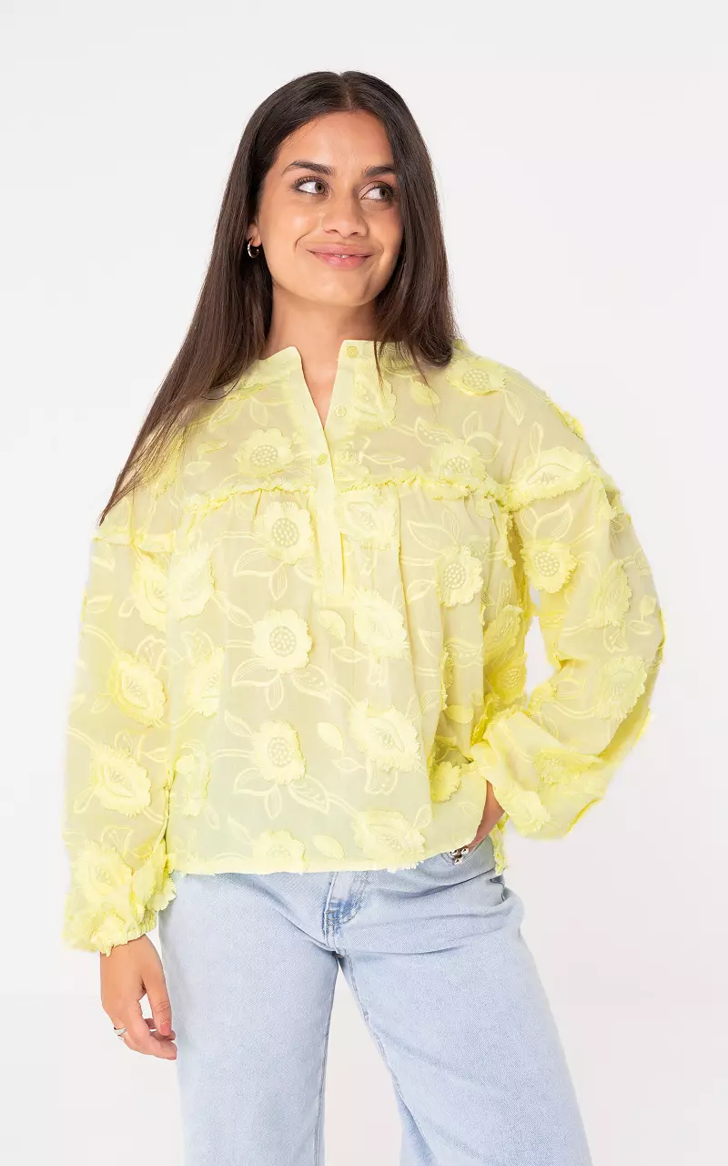 Bestickte Bluse Gelb