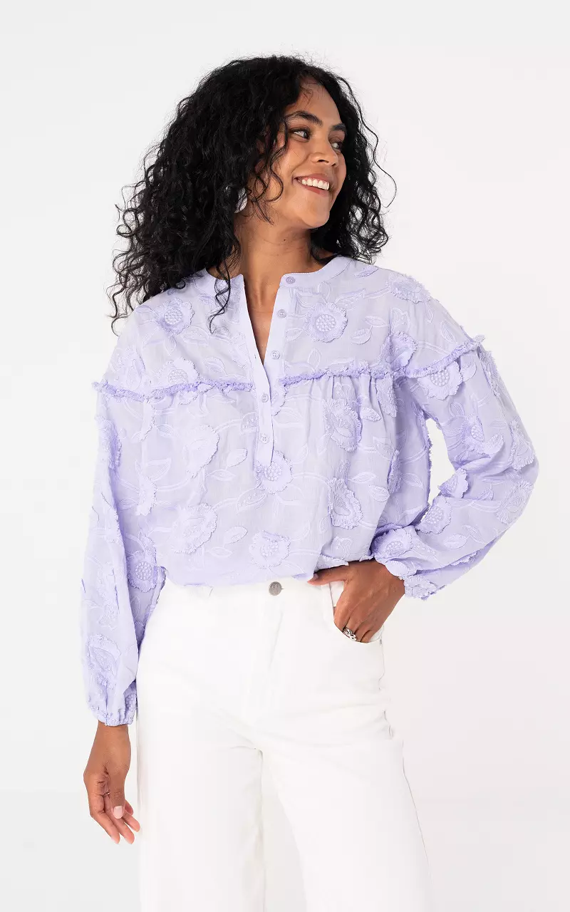 Bestickte Bluse Flieder